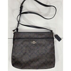Coach Signature File Crossbody Bag Walnut Brown Black Messenger Modern F58297